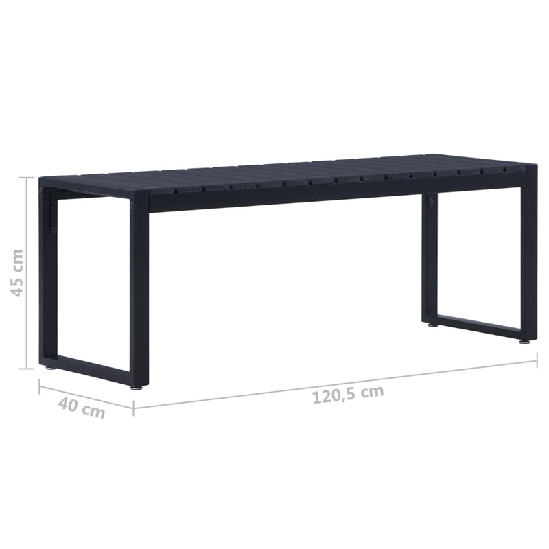 vidaXL fekete polisztirol lemez kerti pad 120,5 cm
