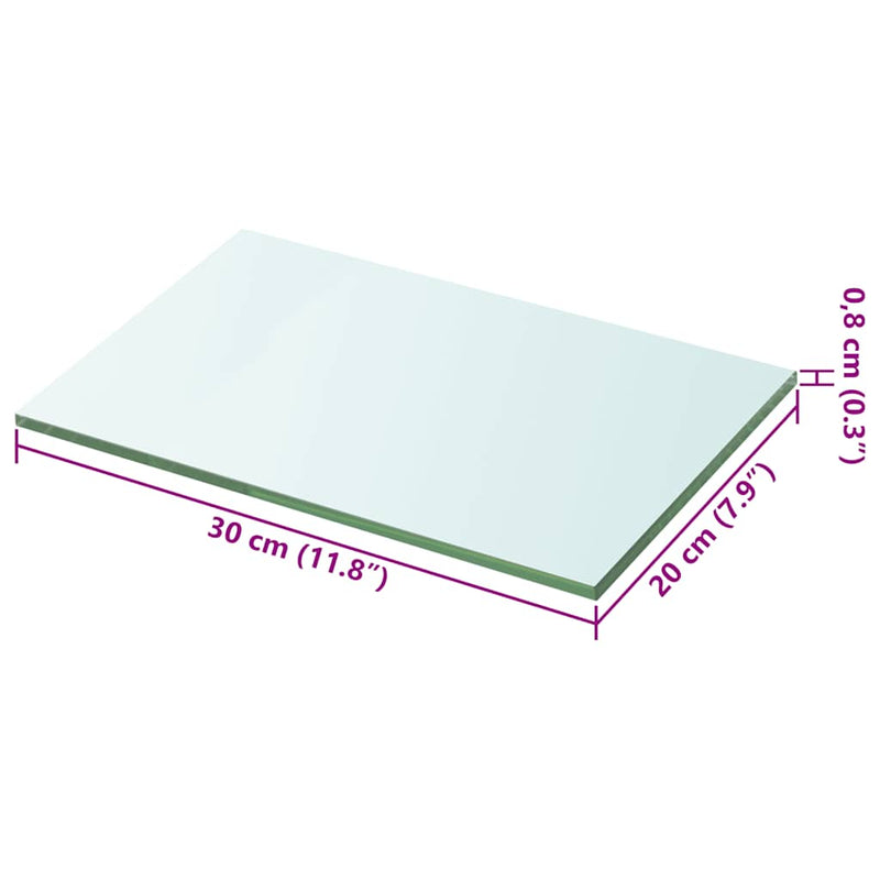 vidaXL 2 db átlátszó üveg paneles polc 20 x 30 cm