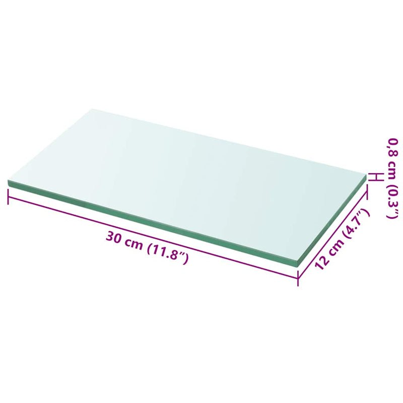 vidaXL 2 db átlátszó üveg paneles polc 30 x 12 cm