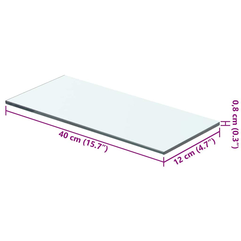 vidaXL 2 db átlátszó üveg paneles polc 40 x 12 cm
