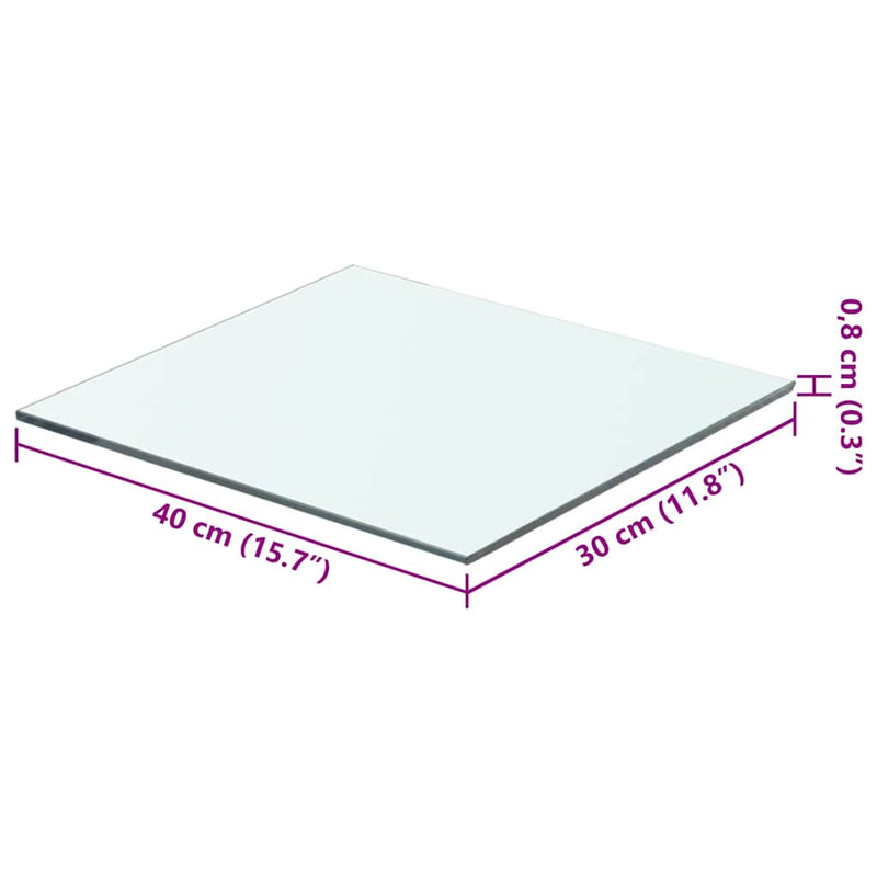 vidaXL 2 db átlátszó üveg paneles polc 40 x 30 cm