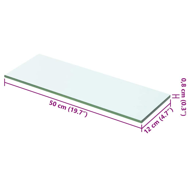 vidaXL 2 db átlátszó üveg paneles polc 50 x 12 cm