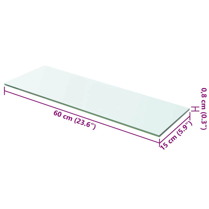 vidaXL 2 db átlátszó üveg paneles polc 60 x 15 cm