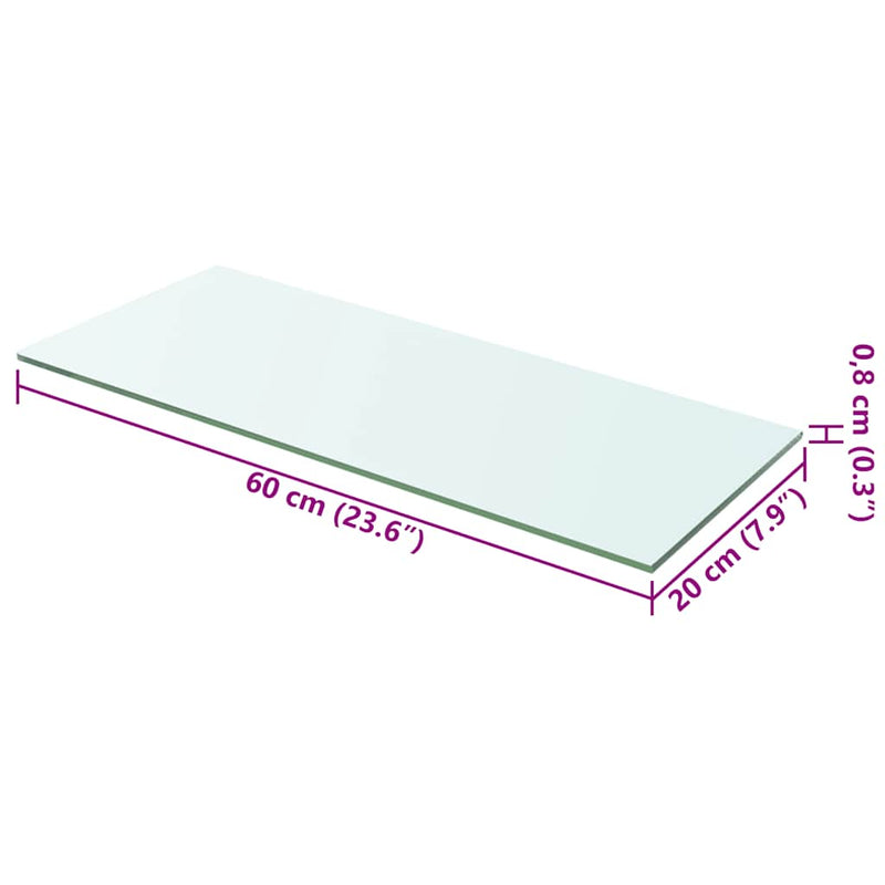 vidaXL 2 db átlátszó üveg paneles polc 60 x 20 cm