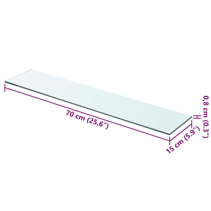 vidaXL 2 db átlátszó üveg paneles polc 70 x 15 cm