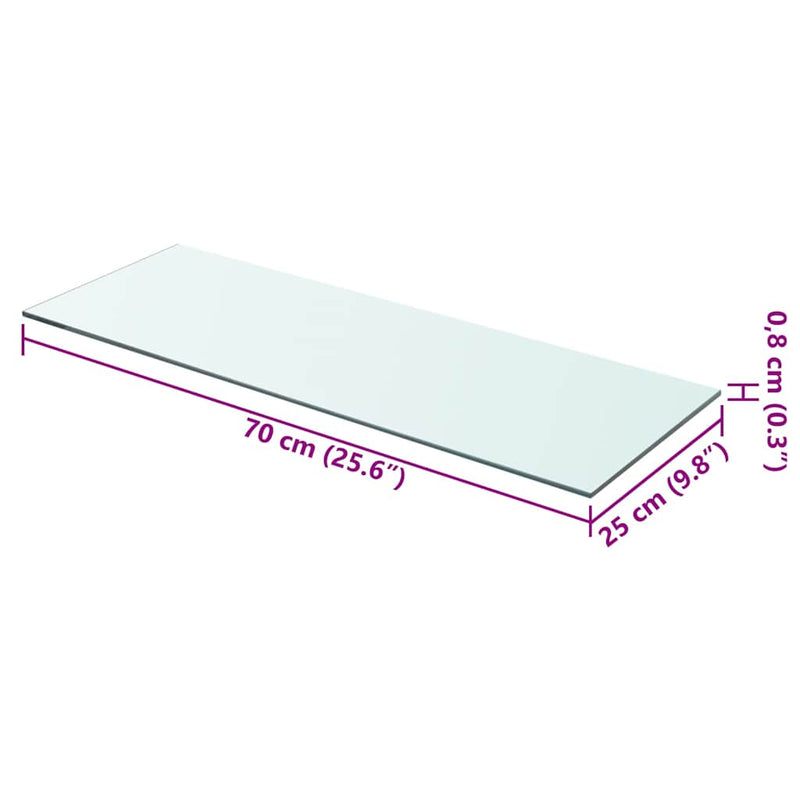 vidaXL 2 db átlátszó üveg paneles polc 70 x 25 cm
