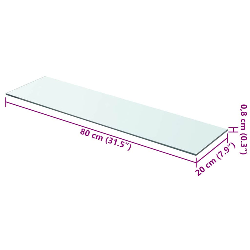 vidaXL 2 db átlátszó üveg paneles polc 80 x 20 cm
