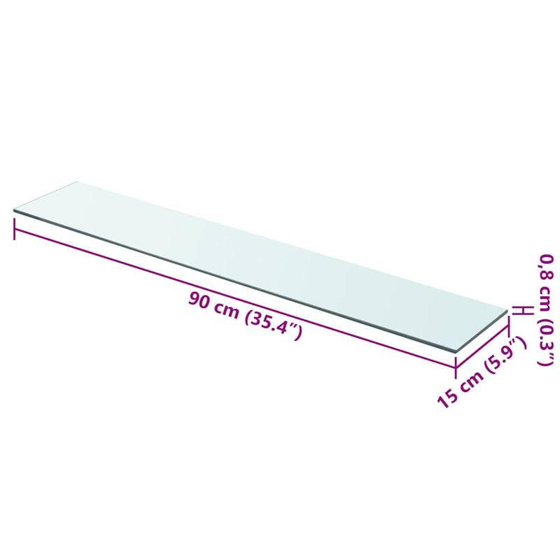 vidaXL 2 db átlátszó üveg paneles polc 90 x 15 cm