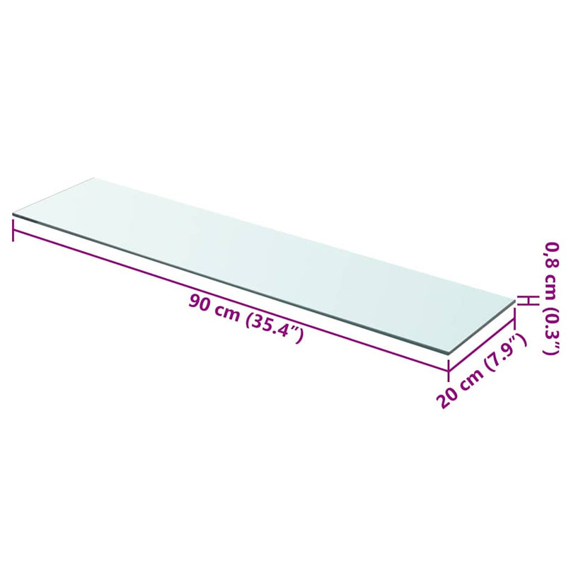 vidaXL 2 db átlátszó üveg paneles polc 90 x 20 cm