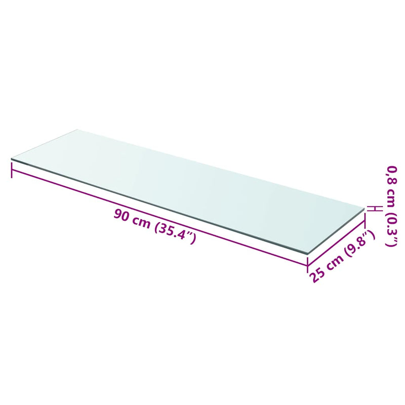 vidaXL 2 db átlátszó üveg paneles polc 90 x 25 cm