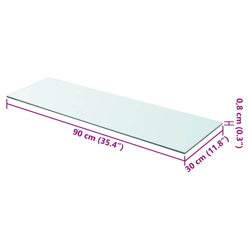 vidaXL 2 db átlátszó üveg paneles polc 90 x 30 cm