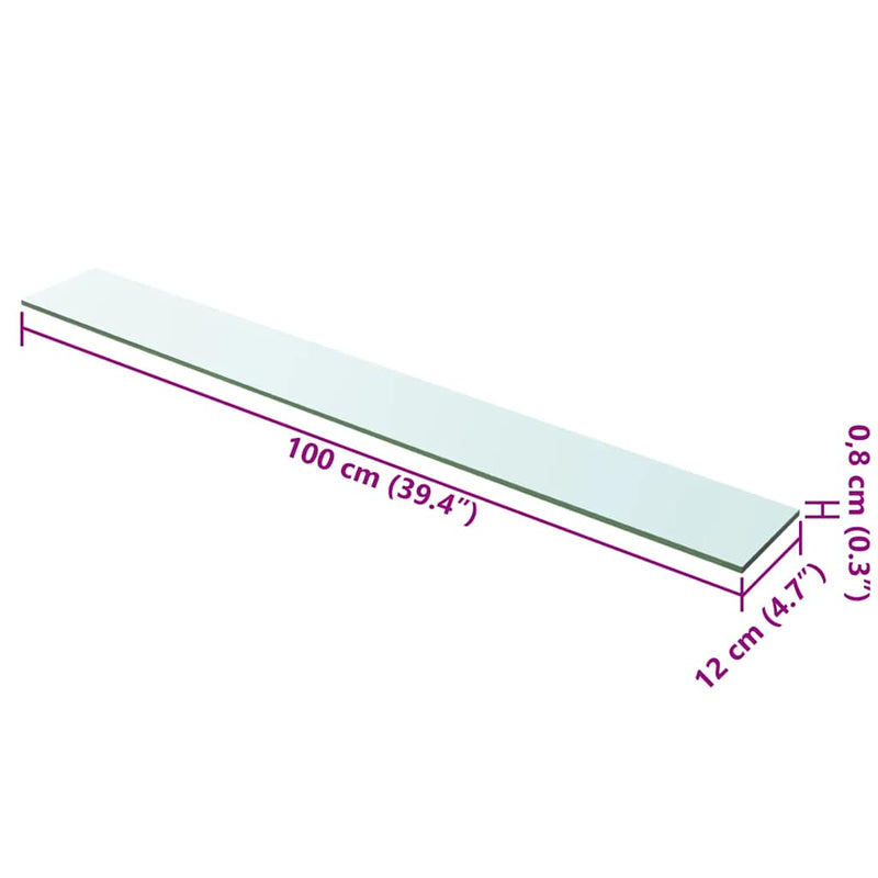 vidaXL 2 db átlátszó üveg paneles polc 100 x 12 cm