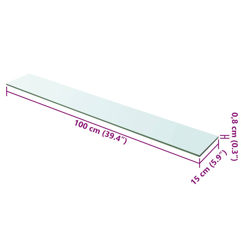 vidaXL 2 db átlátszó üveg paneles polc 100 x 15 cm