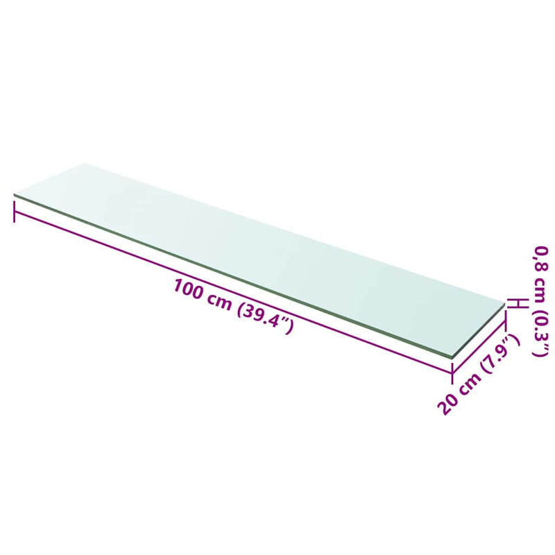vidaXL 2 db átlátszó üveg paneles polc 100 x 20 cm