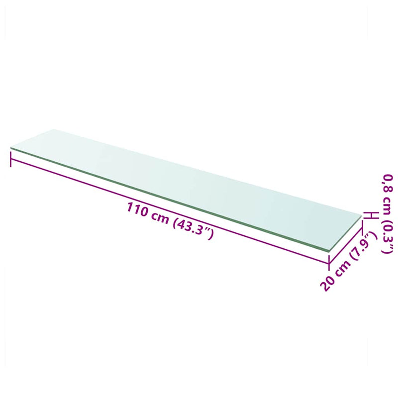 vidaXL 2 db átlátszó üveg paneles polc 110 x 20 cm