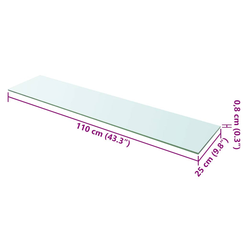 vidaXL 2 db átlátszó üveg paneles polc 110 x 25 cm