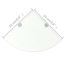 vidaXL 2 db átlátszó üveg sarokpolc krómtartóval 25 x 25 cm