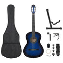 vidaXL 12 darabos kék klasszikus gitár kezdőkészlet 4/4 39"