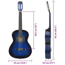 vidaXL kék klasszikus gitár kezdőknek és gyerekeknek 3/4 36"
