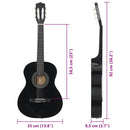 vidaXL fekete klasszikus gitár kezdőknek és gyerekeknek 3/4 36"