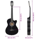 vidaXL fekete 6 húros klasszikus western cutaway gitár 38"