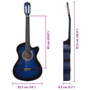 vidaXL kék árnyékos 6 húros klasszikus western cutaway gitár 38"