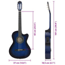 vidaXL kék 6 húros klasszikus western cutaway gitár ekvalizerrel