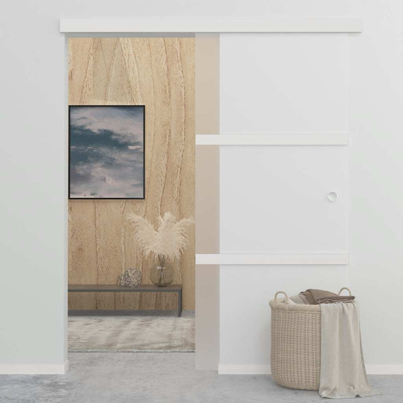 vidaXL ezüstszínű ESG üveg és alumínium tolóajtó 90 x 212 cm