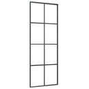 vidaXL fekete alumínium és ESG üveg tolóajtó 76 x 205 cm