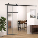 vidaXL fekete alumínium és ESG üveg tolóajtó 76 x 205 cm