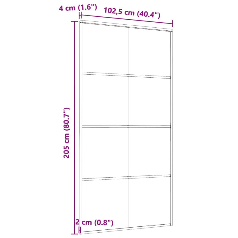 vidaXL fekete alumínium és ESG üveg tolóajtó 102,5 x 205 cm