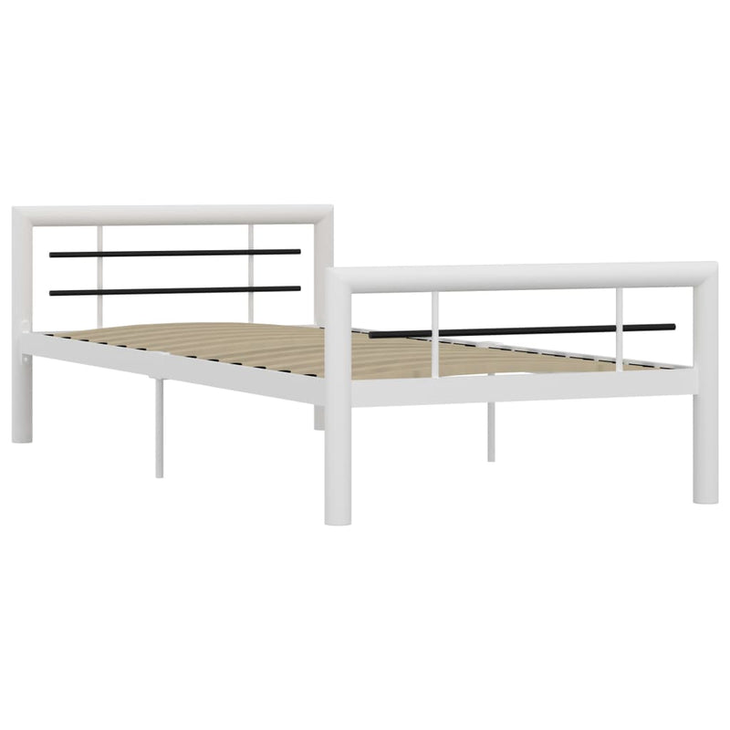 vidaXL fehér és fekete fém ágykeret 90 x 200 cm