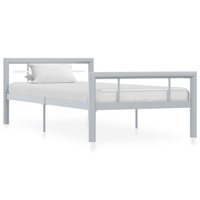 vidaXL szürke és fehér fém ágykeret 90 x 200 cm