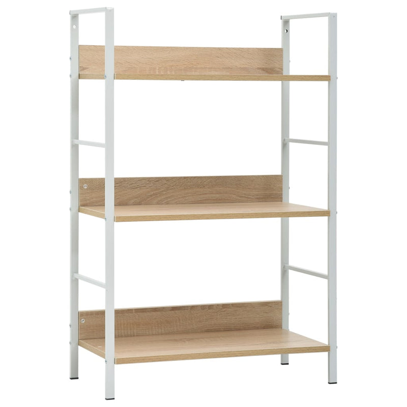 vidaXL 3 szintes tölgyszínű szerelt fa könyvespolc 60 x 27,6 x 90,5 cm