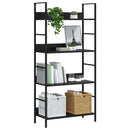 vidaXL 4 szintes fekete szerelt fa könyvespolc 60 x 27,6 x 124,5 cm
