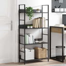 vidaXL 4 szintes fekete szerelt fa könyvespolc 60 x 27,6 x 124,5 cm