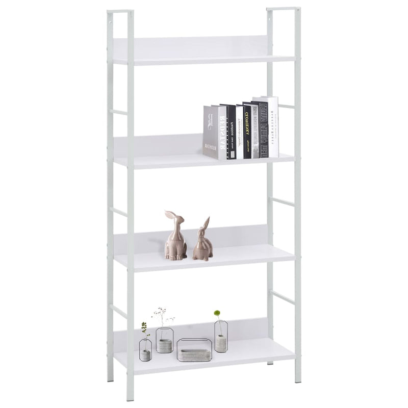 vidaXL 4 szintes fehér szerelt fa könyvespolc 60 x 27,6 x 124,5 cm
