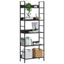 vidaXL 5 szintes fekete szerelt fa könyvespolc 60 x 27,6 x 158,5 cm