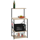vidaXL fekete-tölgyszínű szerelt fa mikrosütő szekrény 60x39,6x123 cm