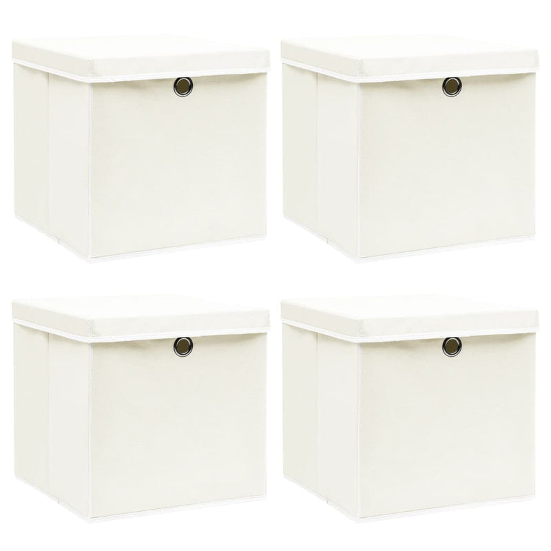 vidaXL 4 db fehér szövet tárolódoboz fedéllel 32 x 32 x 32 cm