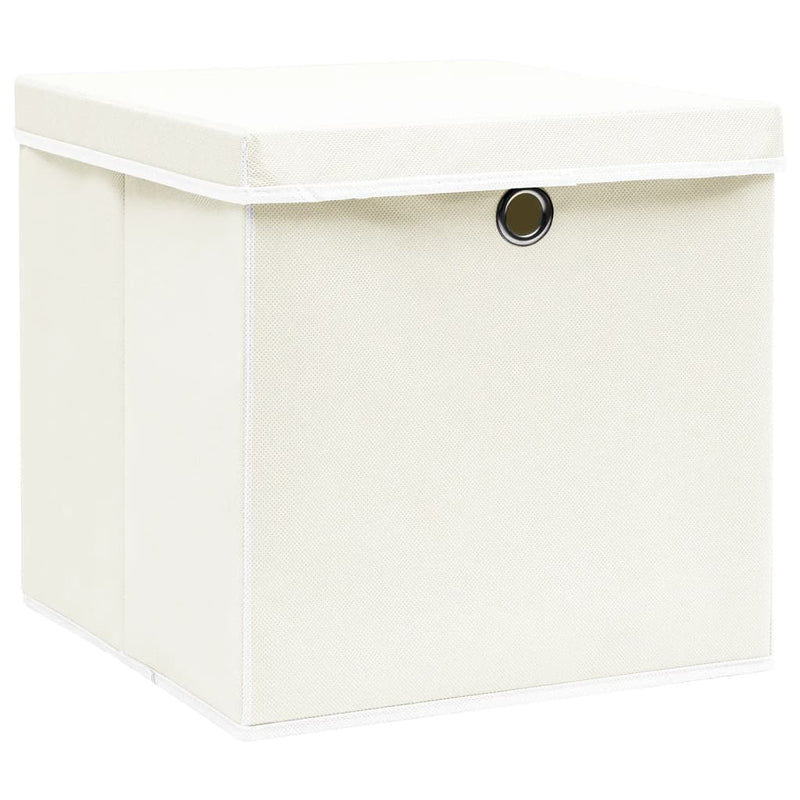 vidaXL 4 db fehér szövet tárolódoboz fedéllel 32 x 32 x 32 cm