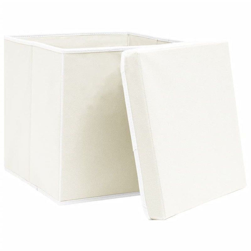 vidaXL 4 db fehér szövet tárolódoboz fedéllel 32 x 32 x 32 cm