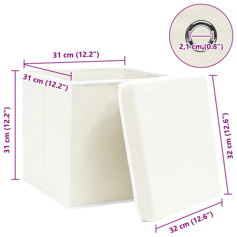 vidaXL 4 db fehér szövet tárolódoboz fedéllel 32 x 32 x 32 cm