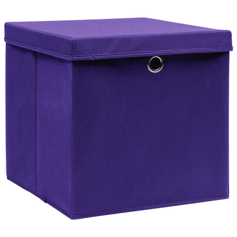 vidaXL 4 db lila szövet tárolódoboz fedéllel 32 x 32 x 32 cm