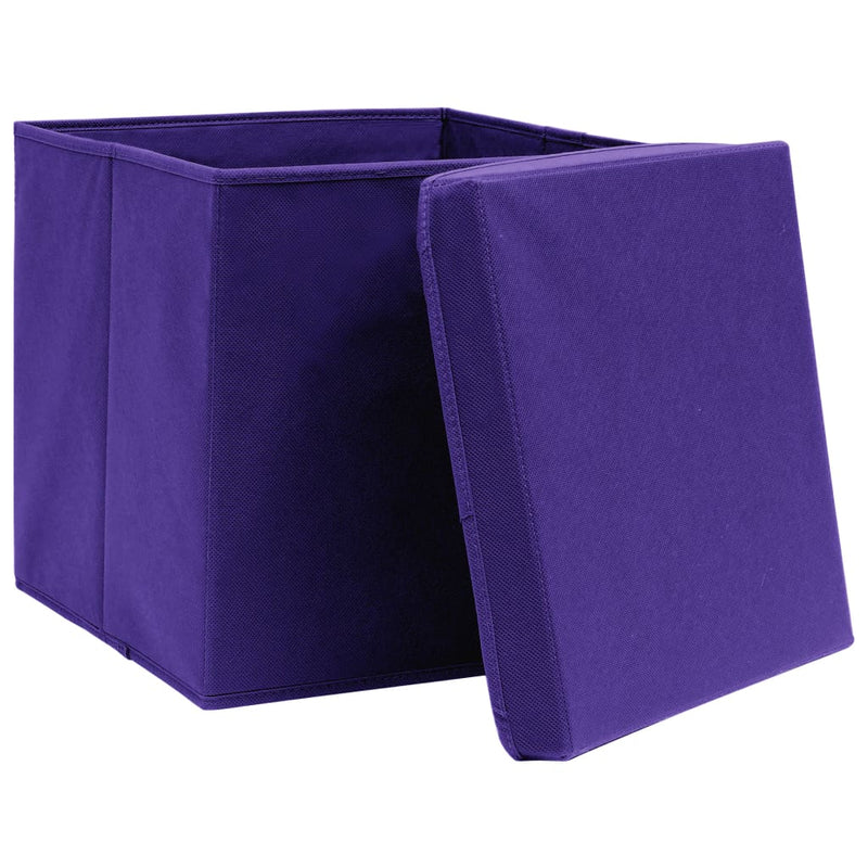 vidaXL 4 db lila szövet tárolódoboz fedéllel 32 x 32 x 32 cm