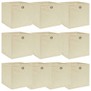 vidaXL 10 db krémszínű szövet tárolódoboz 32 x 32 x 32 cm