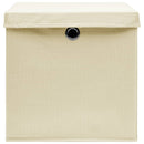 vidaXL 10 db krémszínű szövet tárolódoboz fedéllel 32 x 32 x 32 cm