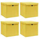 vidaXL 4 db sárga szövet tárolódoboz fedéllel 32 x 32 x 32 cm
