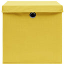 vidaXL 4 db sárga szövet tárolódoboz fedéllel 32 x 32 x 32 cm