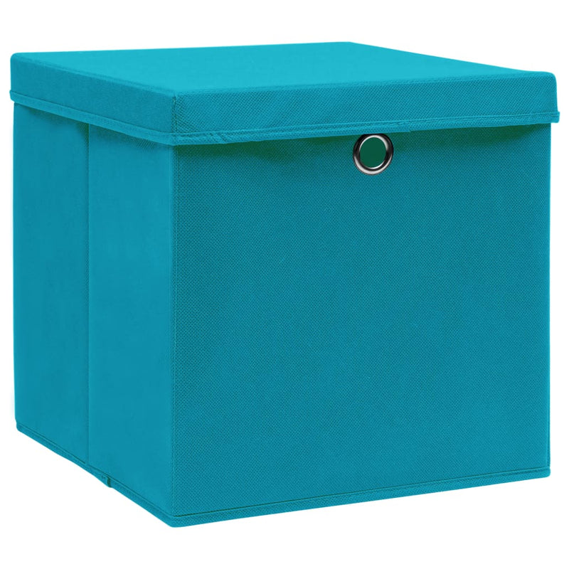 vidaXL 4 db babakék szövet tárolódoboz fedéllel 32 x 32 x 32 cm
